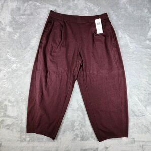 Eileen Fisher Casis Cropped Lantern Pants PL/PG Burgundy Organic Cotton Pockets